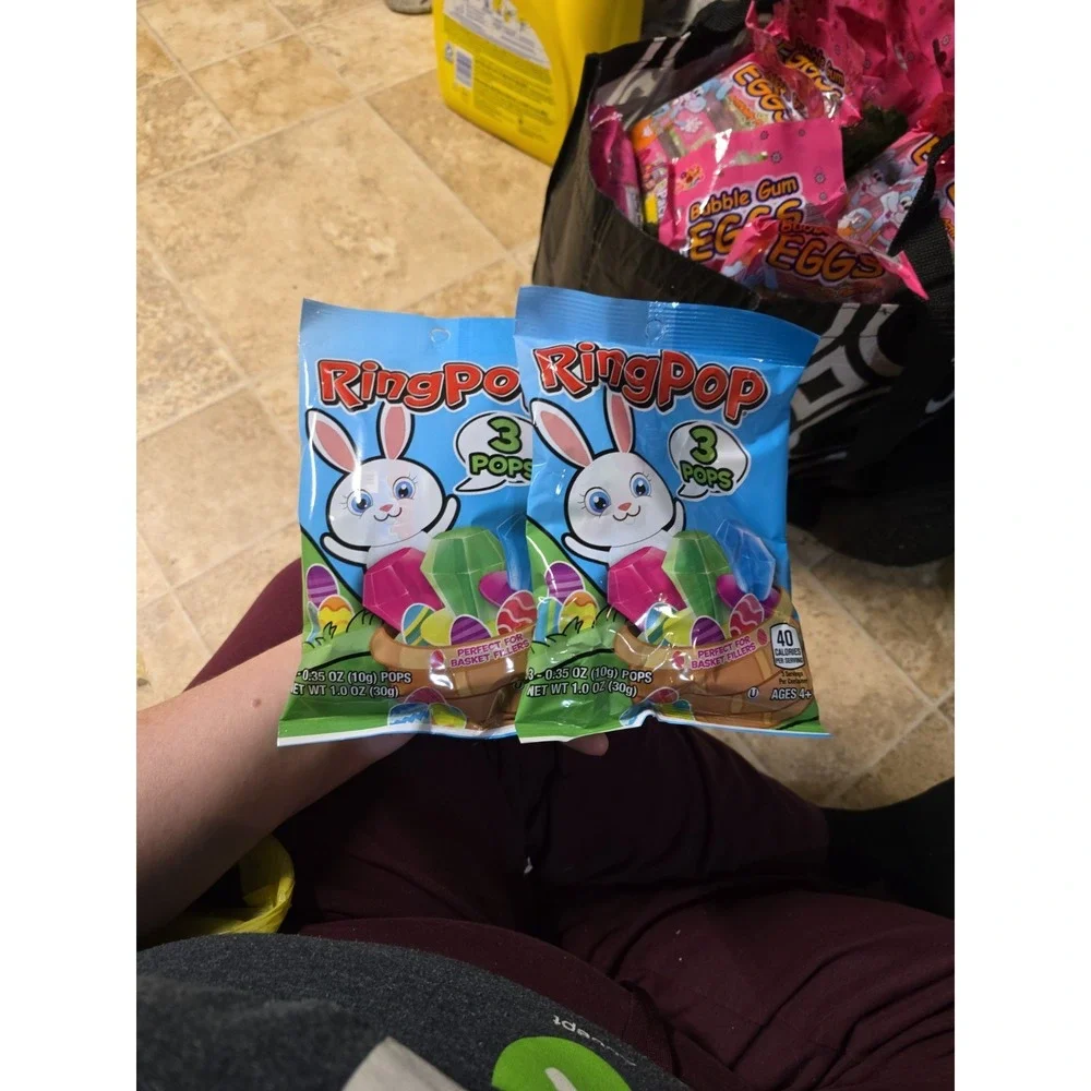 2pc Set 1.0 oz/3ct each Bag RING POP Easter Candy Strawberry + Blue Raspberry +